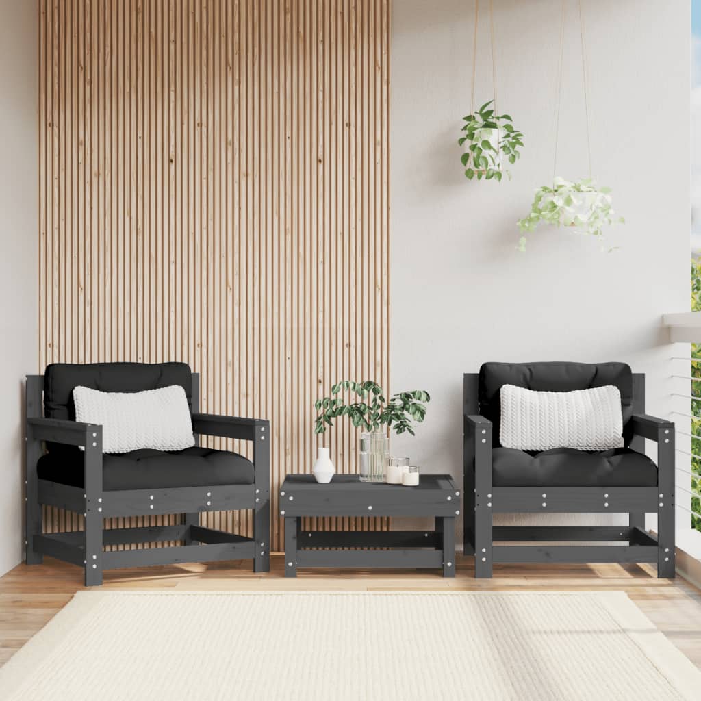 Tuinstoelen 2 st massief grenenhout grijs – afbeelding 1