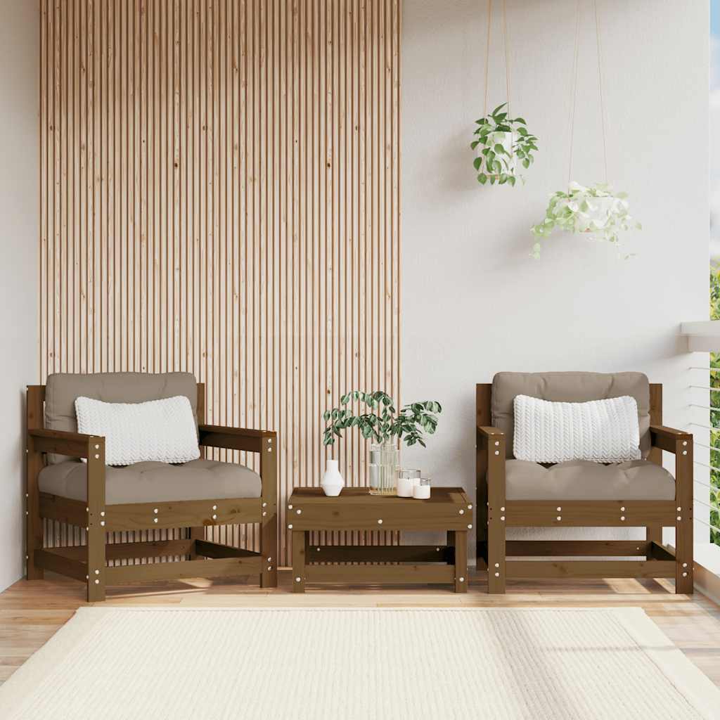 Tuinstoelen 2 st massief grenenhout honingbruin – afbeelding 1