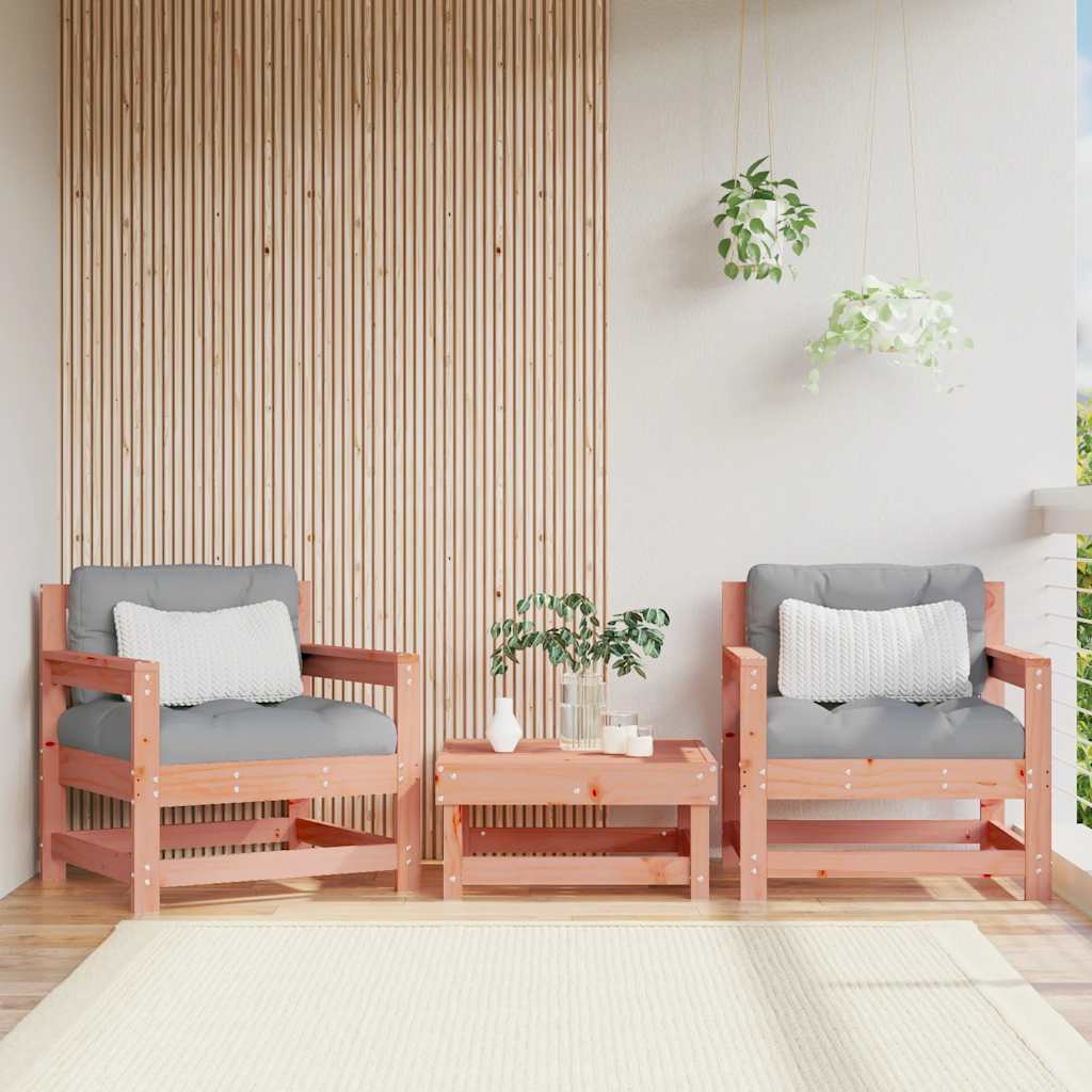 Tuinstoelen 2 st met kussens massief douglashout – afbeelding 1