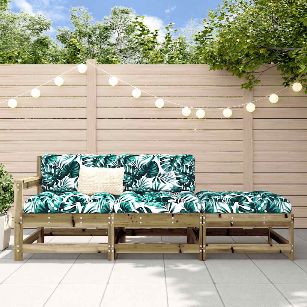 3-delige Loungeset met kussens geïmpregneerd grenenhout – afbeelding 1