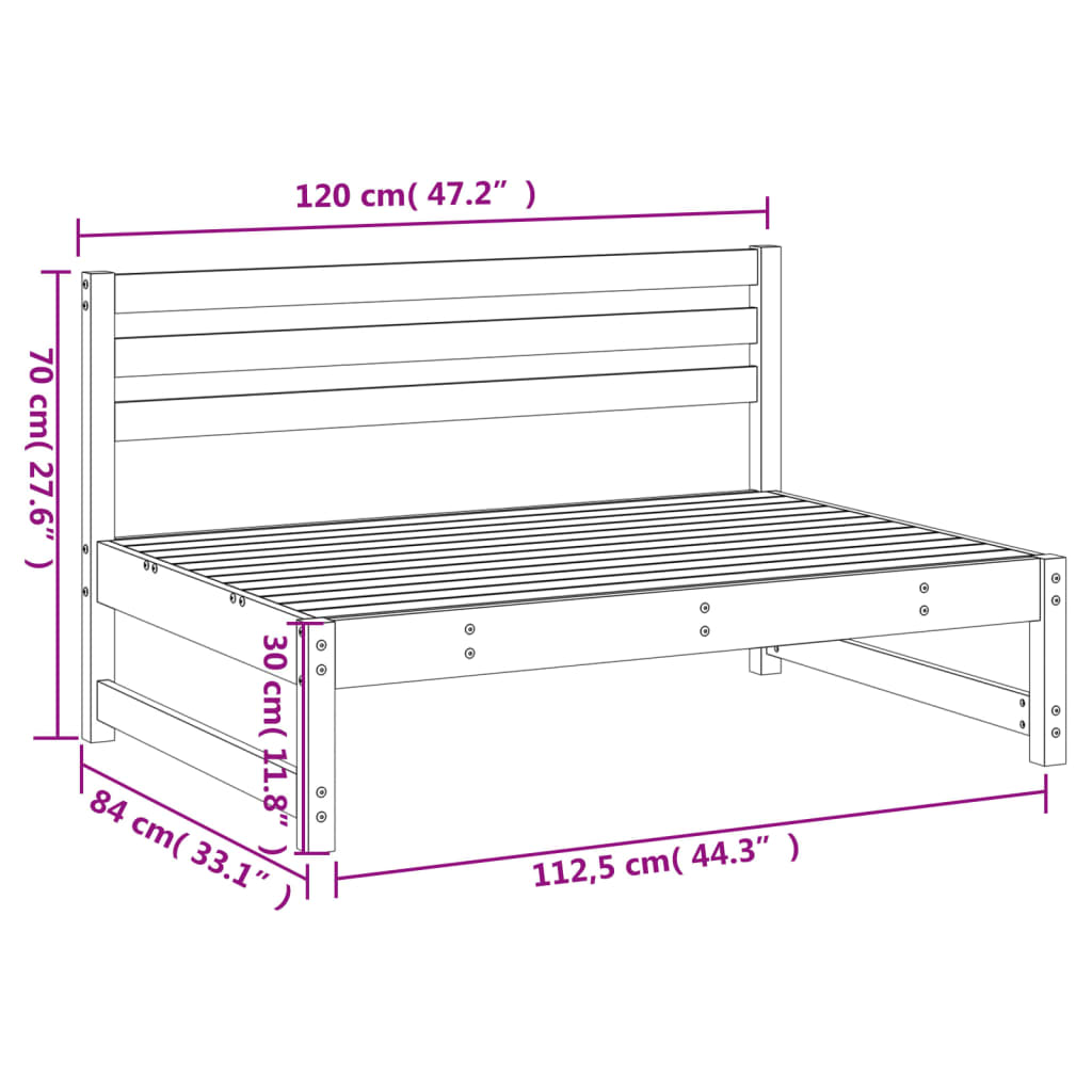 Tuinmiddenbank 120x80 cm geïmpregneerd grenenhout – afbeelding 7