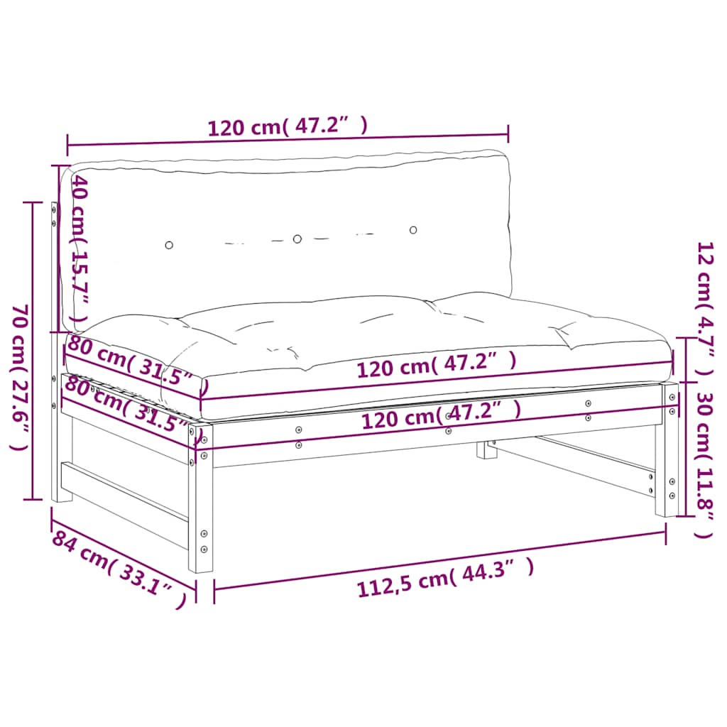 Middenbank 120x80 cm massief grenenhout – afbeelding 9