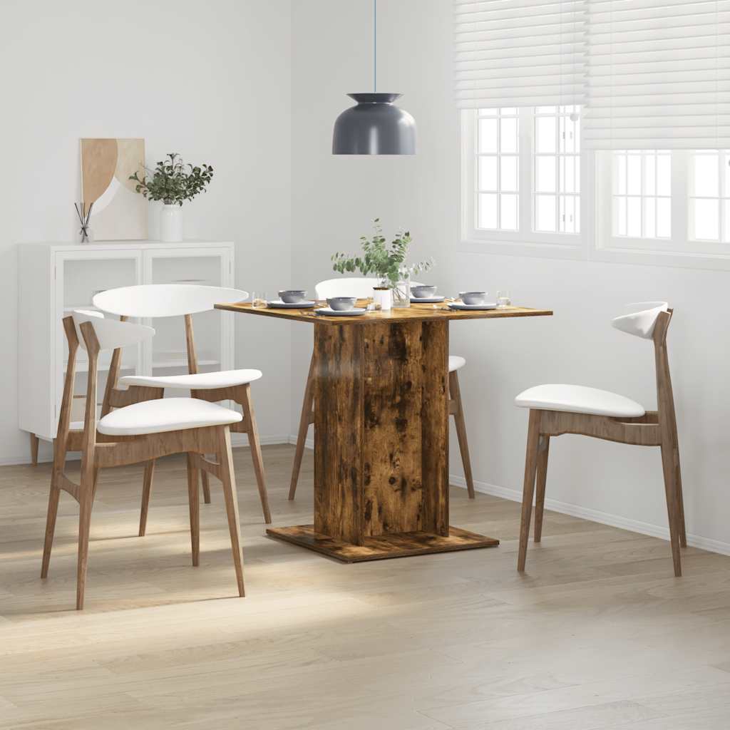 Eettafel 80x80x75 cm bewerkt hout gerookt eiken – afbeelding 1