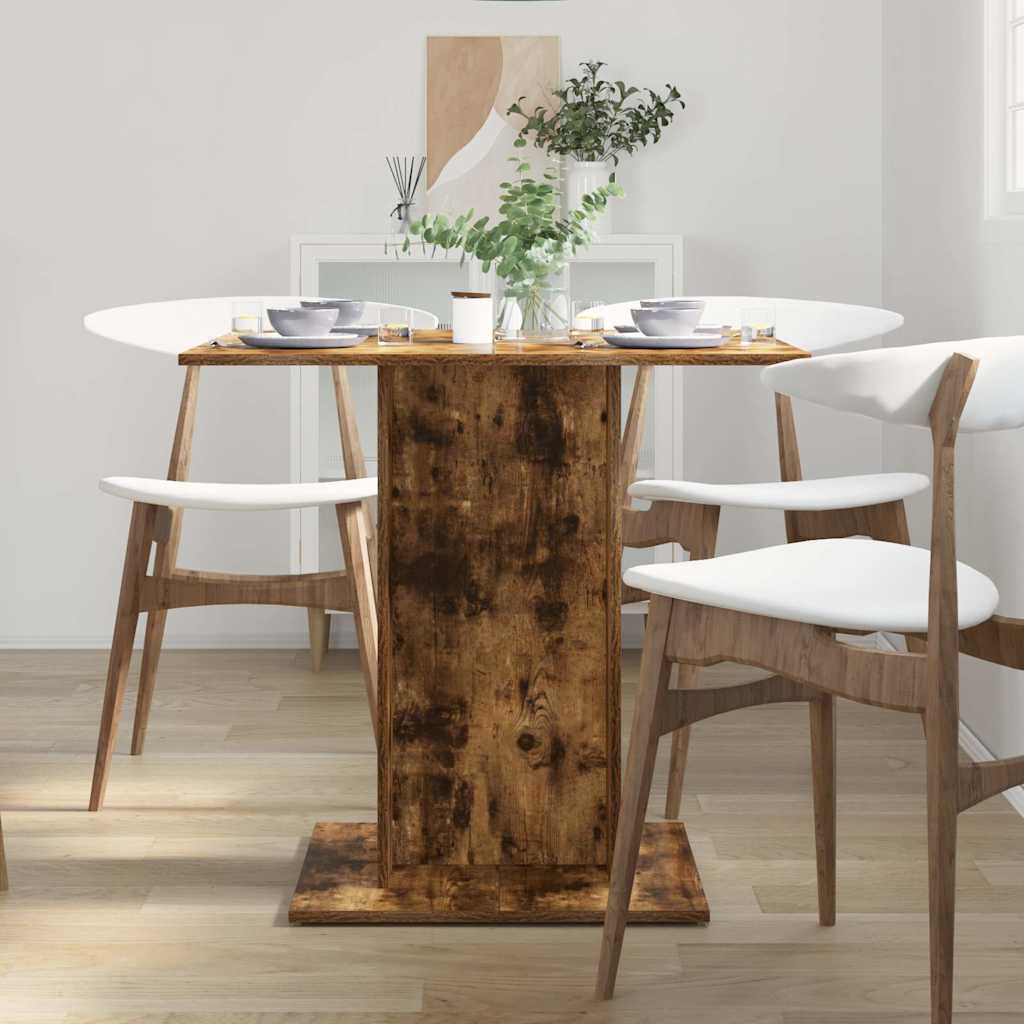 Eettafel 80x80x75 cm bewerkt hout gerookt eiken – afbeelding 3