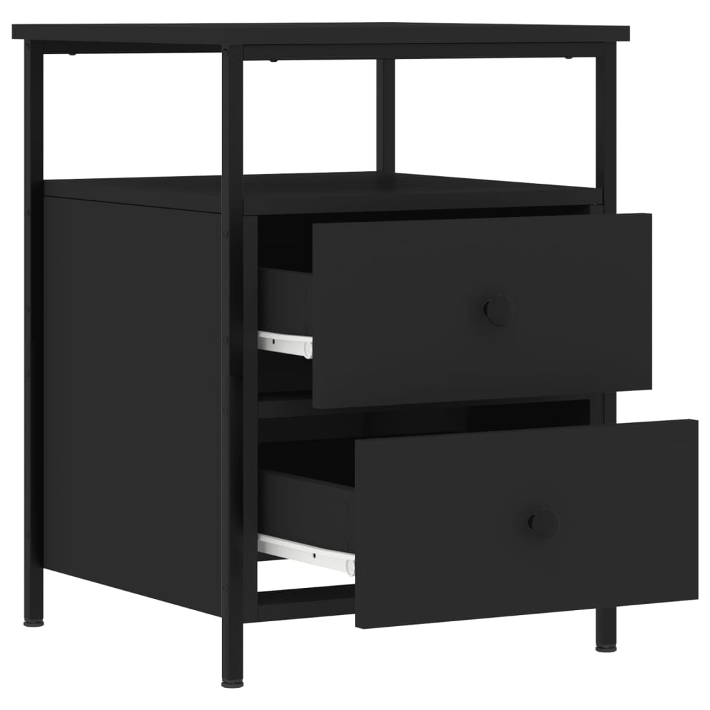 Nachtkastje 44x45x60 cm bewerkt hout zwart – afbeelding 4