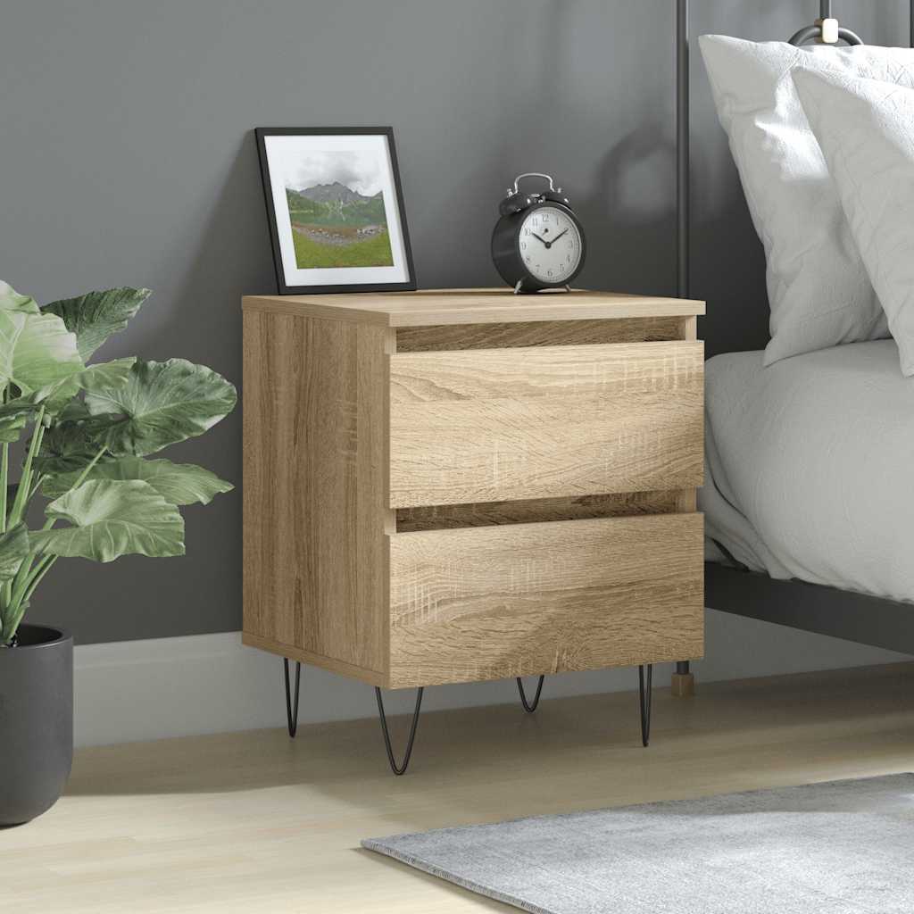 Nachtkastje 40x35x50 cm bewerkt hout sonoma eikenkleurig – afbeelding 1