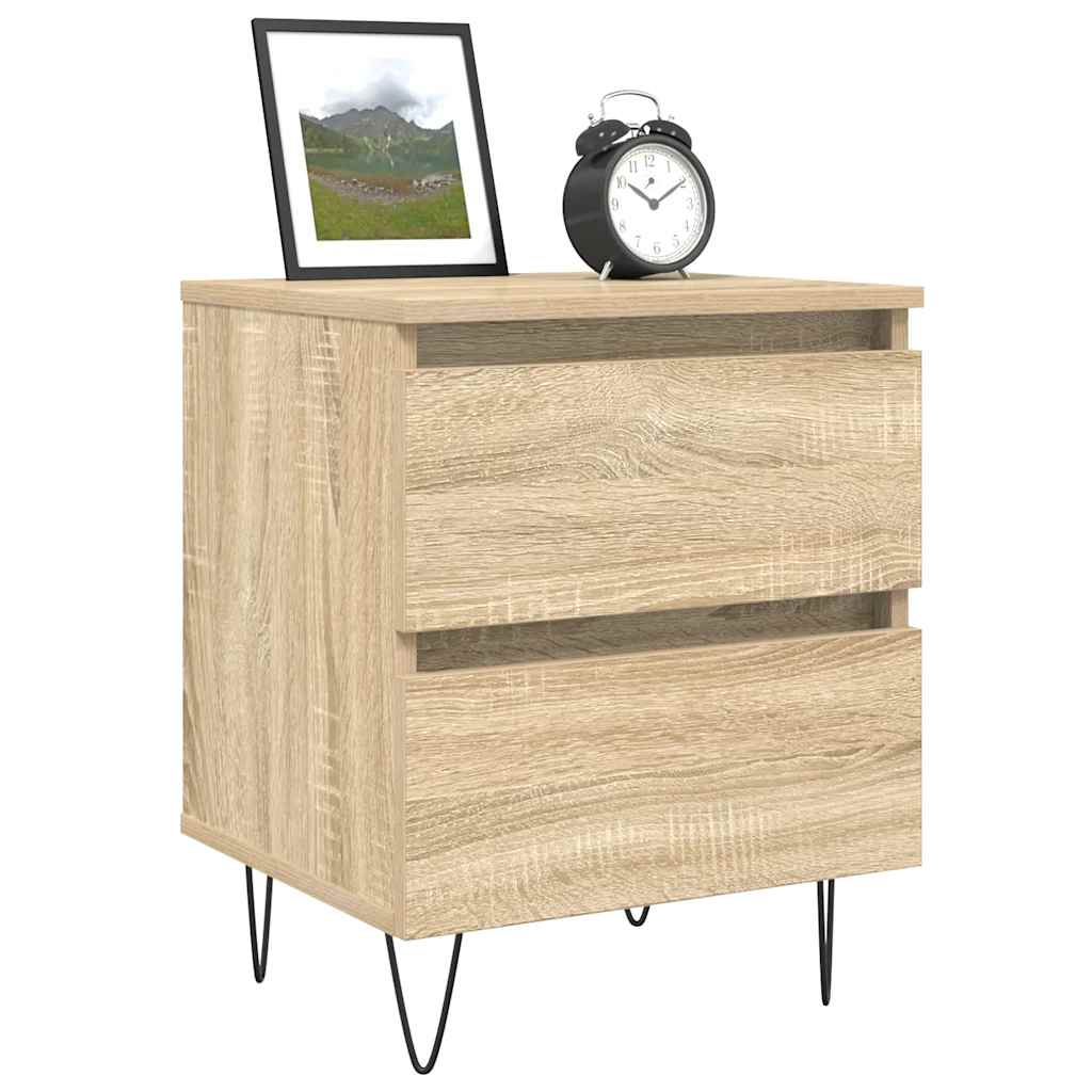 Nachtkastje 40x35x50 cm bewerkt hout sonoma eikenkleurig – afbeelding 3