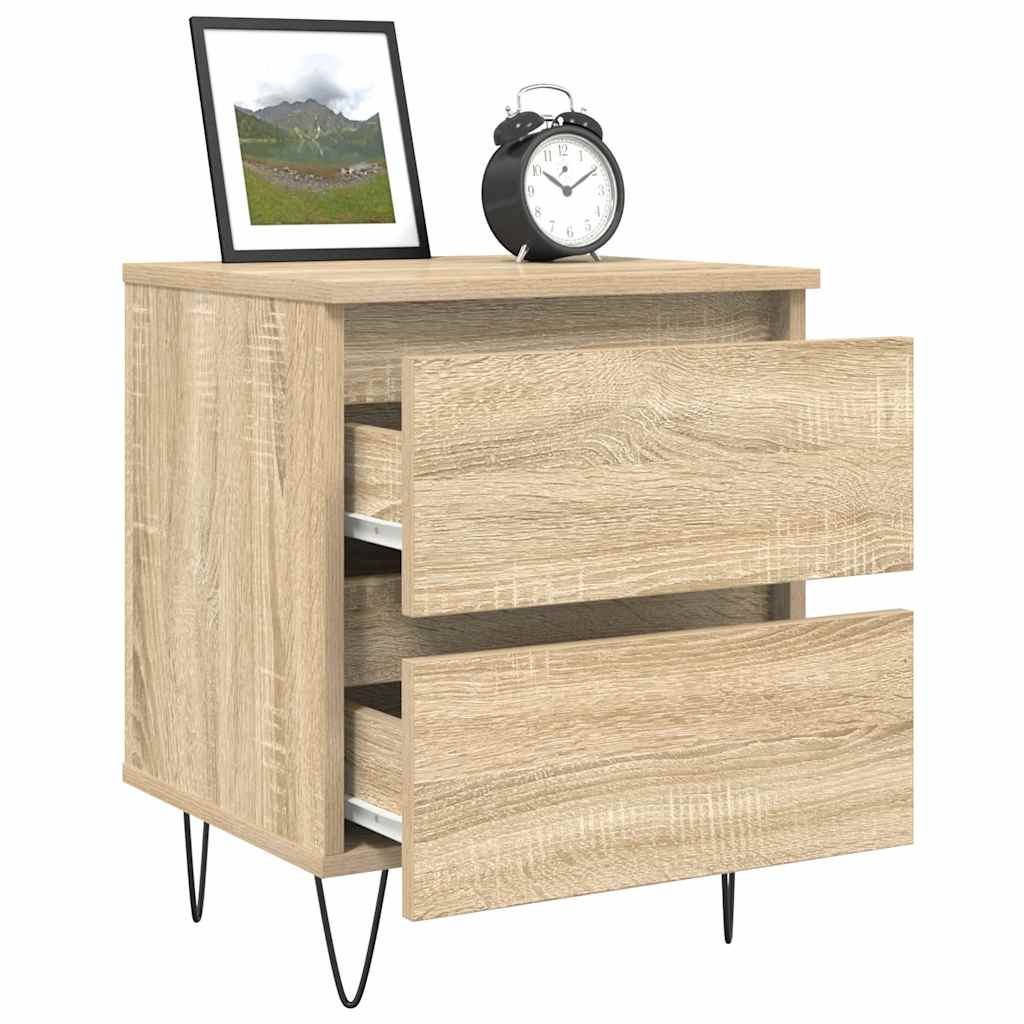 Nachtkastje 40x35x50 cm bewerkt hout sonoma eikenkleurig – afbeelding 4
