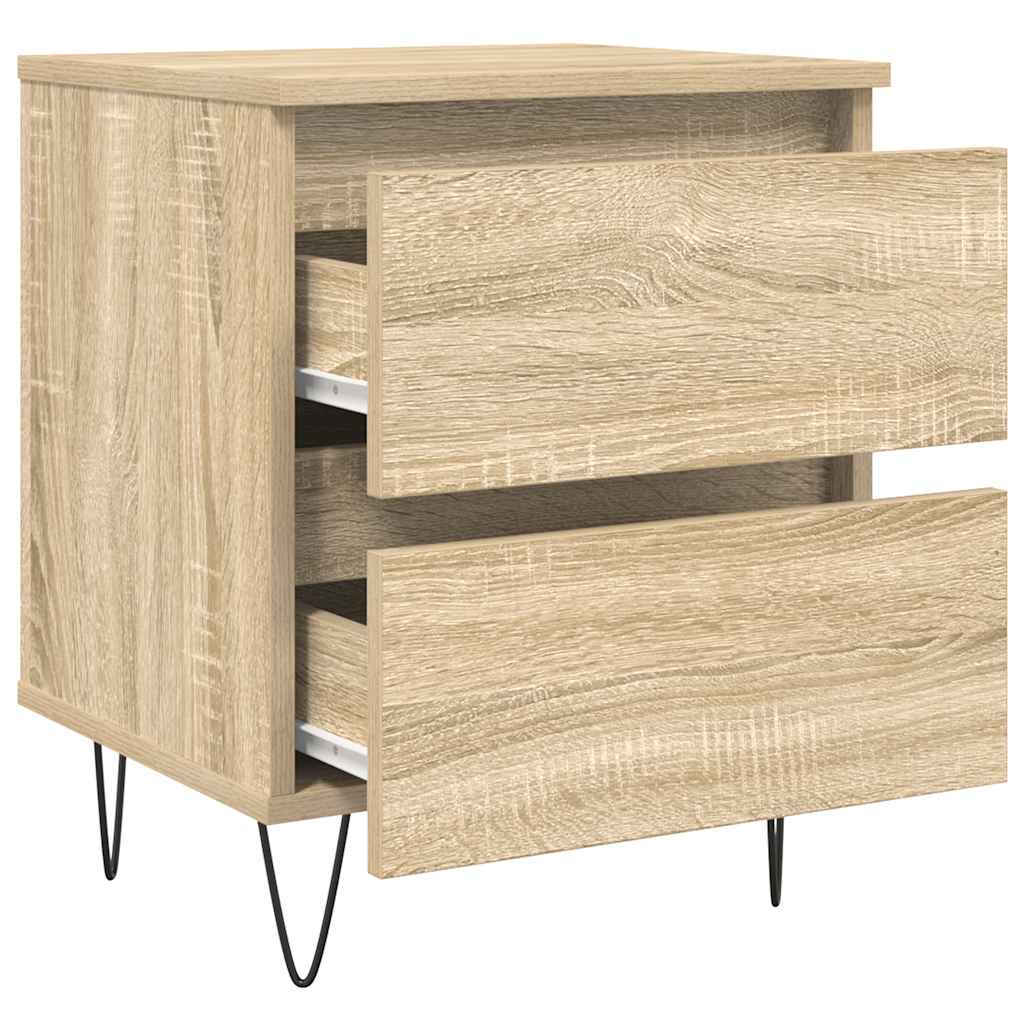 Nachtkastje 40x35x50 cm bewerkt hout sonoma eikenkleurig – afbeelding 6
