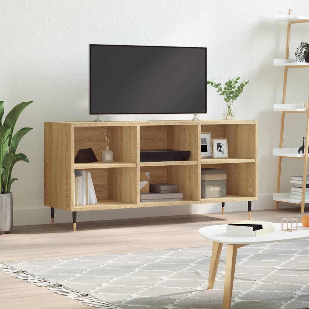 Tv-meubel 103,5x30x50 cm bewerkt hout sonoma eikenkleurig – afbeelding 1