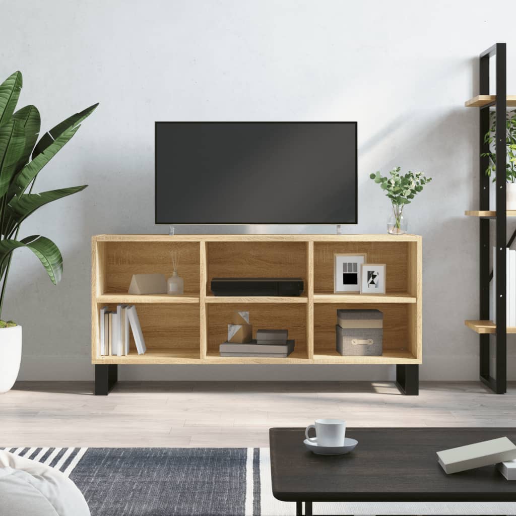 Tv-meubel 103,5x30x50 cm bewerkt hout sonoma eikenkleurig – afbeelding 1