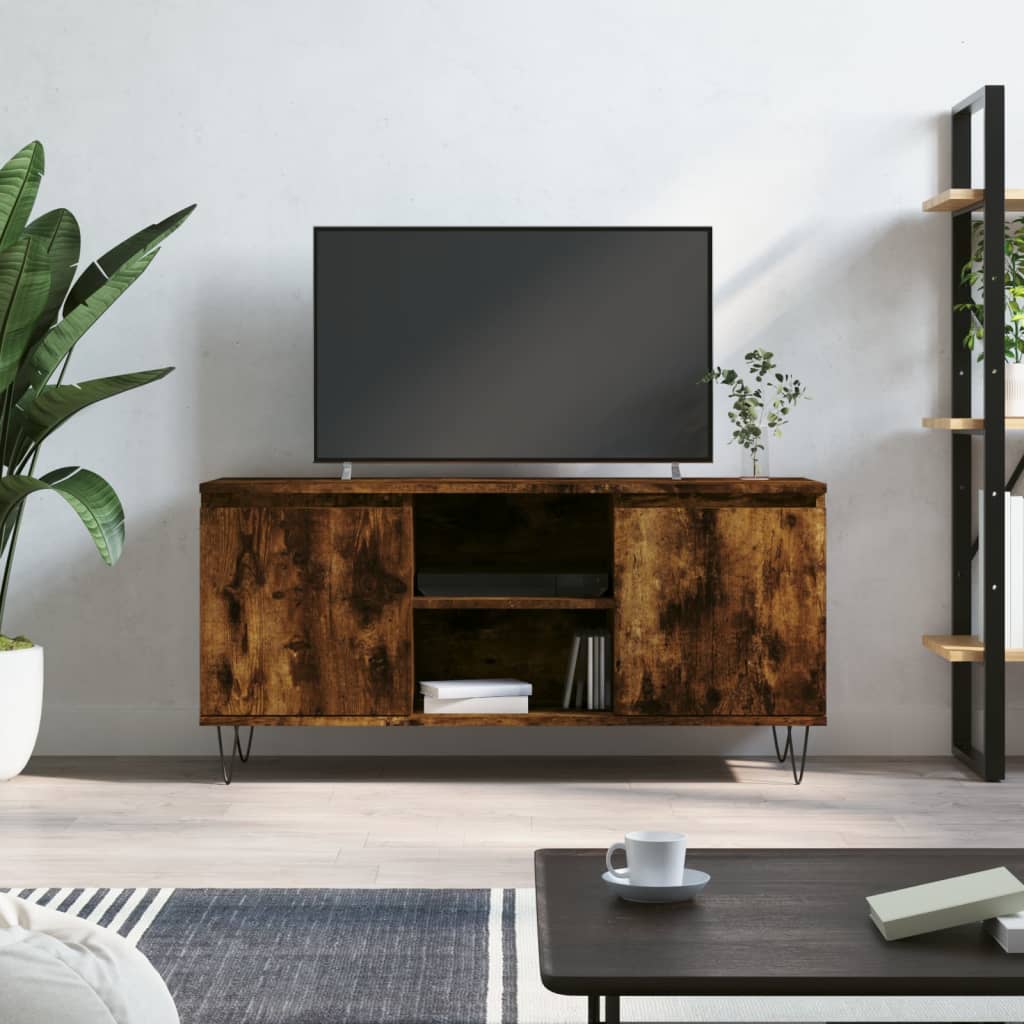 Tv-meubel 104x35x50 cm bewerkt hout gerookt eikenkleurig – afbeelding 1