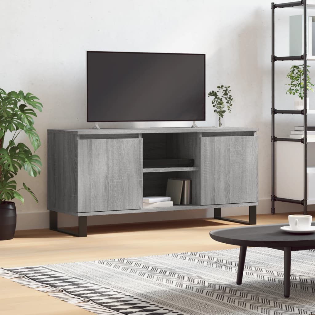 Tv-meubel 104x35x50 cm bewerkt hout grijs sonoma eikenkleurig – afbeelding 1