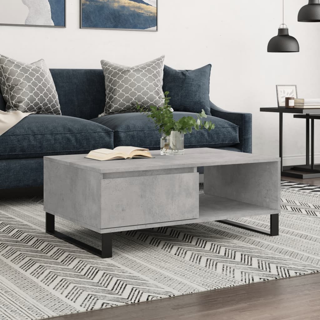 Salontafel 90x60x35 cm bewerkt hout betongrijs – afbeelding 1