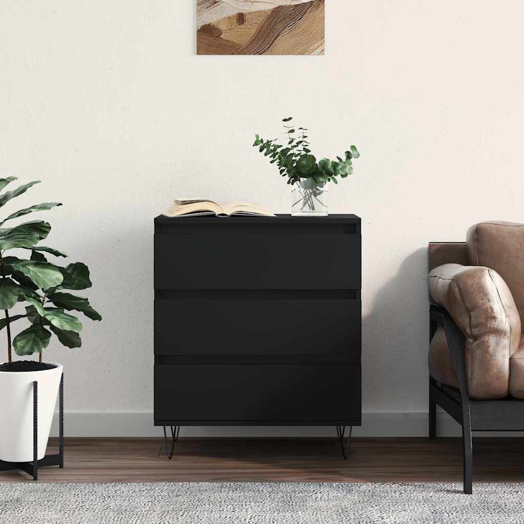 Dressoir 60x35x70 cm bewerkt hout zwart