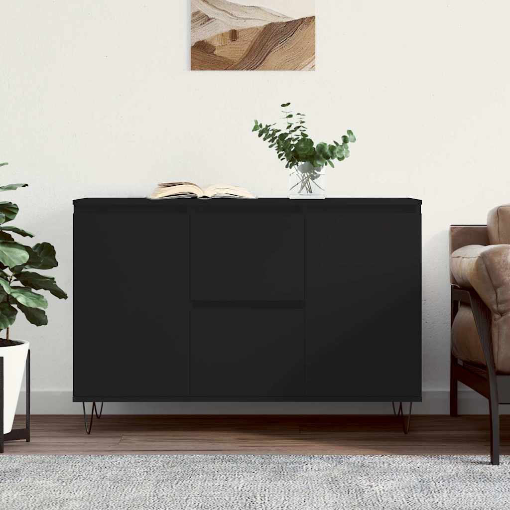 Dressoir 101,5x35x70 cm bewerkt hout zwart
