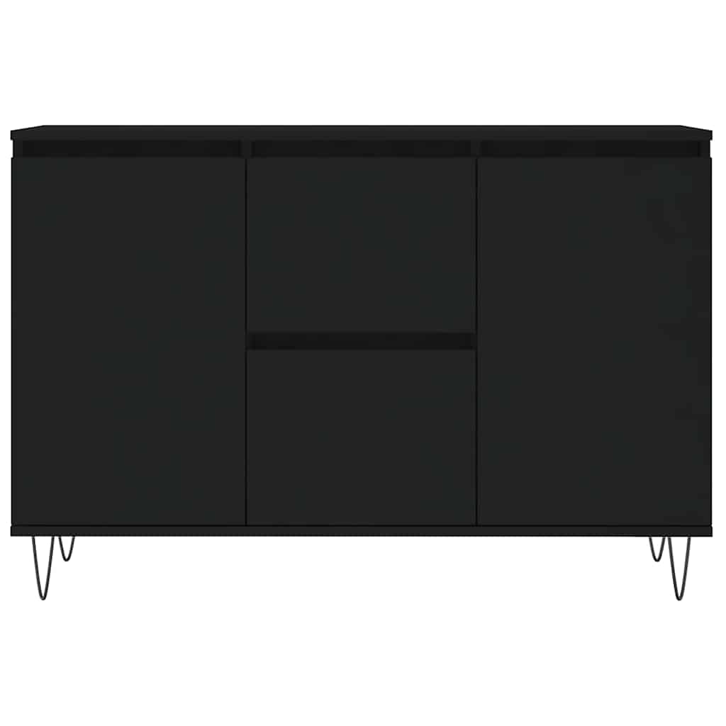 Dressoir 101,5x35x70 cm bewerkt hout zwart – afbeelding 5