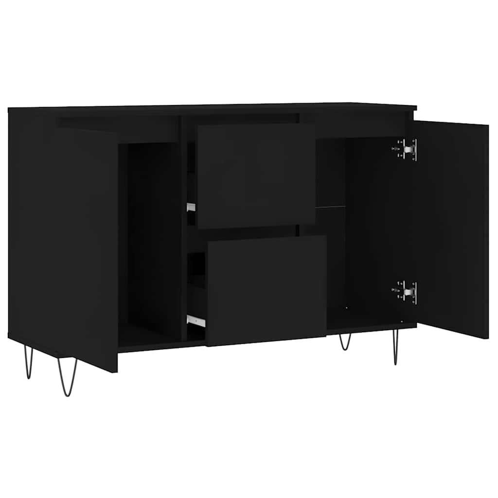 Dressoir 101,5x35x70 cm bewerkt hout zwart – afbeelding 6