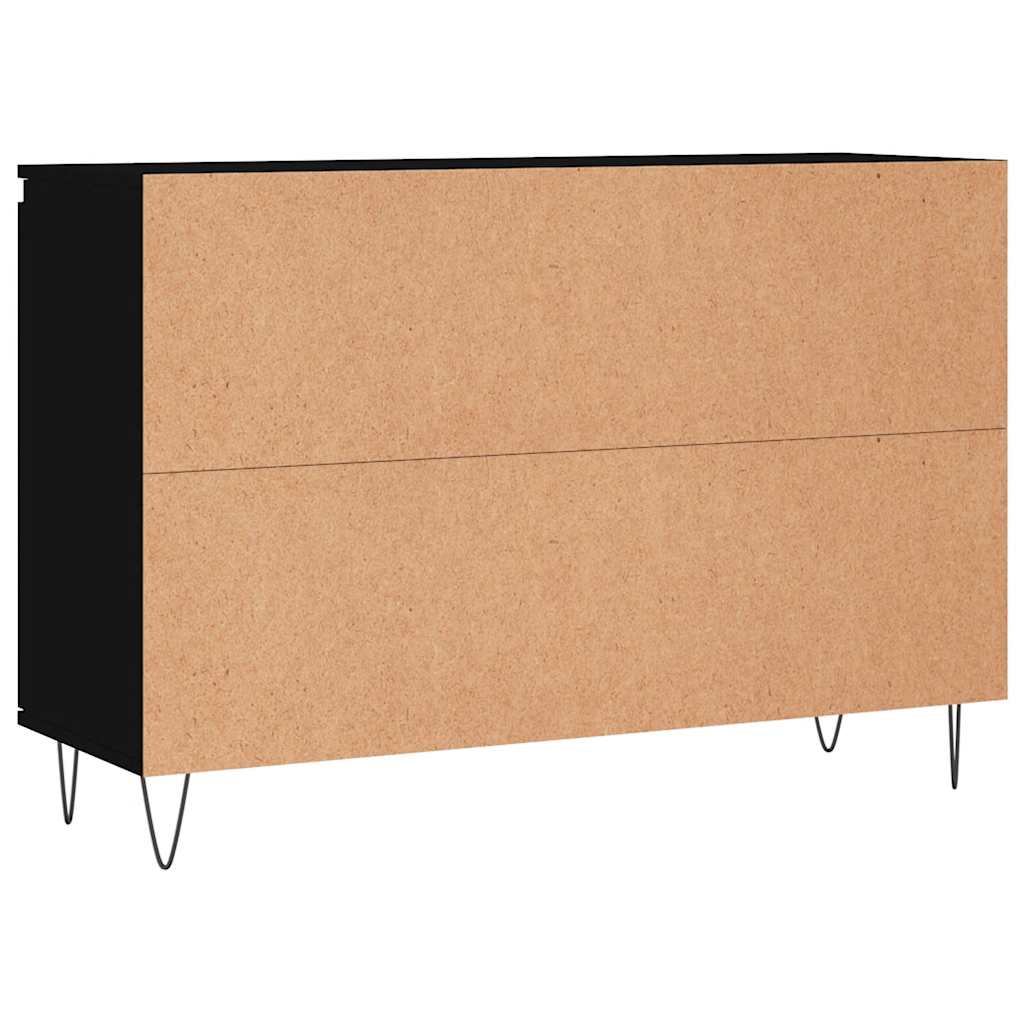 Dressoir 101,5x35x70 cm bewerkt hout zwart – afbeelding 8