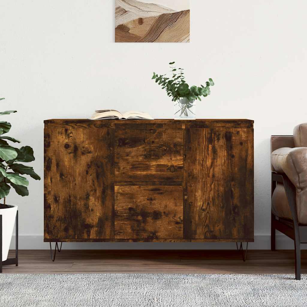 Dressoir 101,5x35x70 cm bewerkt hout gerookt eikenkleurig – afbeelding 1