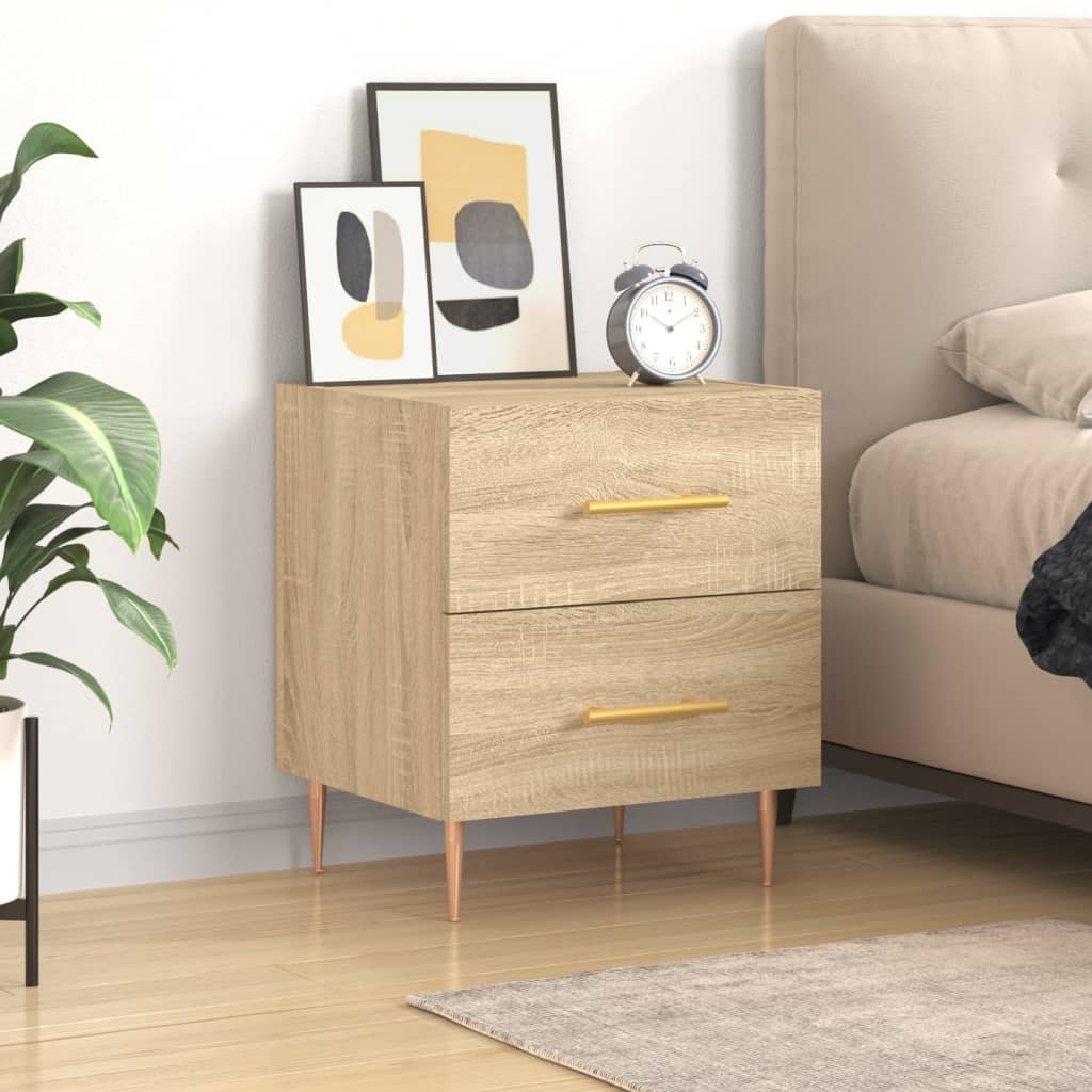 Nachtkastje 40x35x47,5 cm bewerkt hout sonoma eikenkleurig – afbeelding 1
