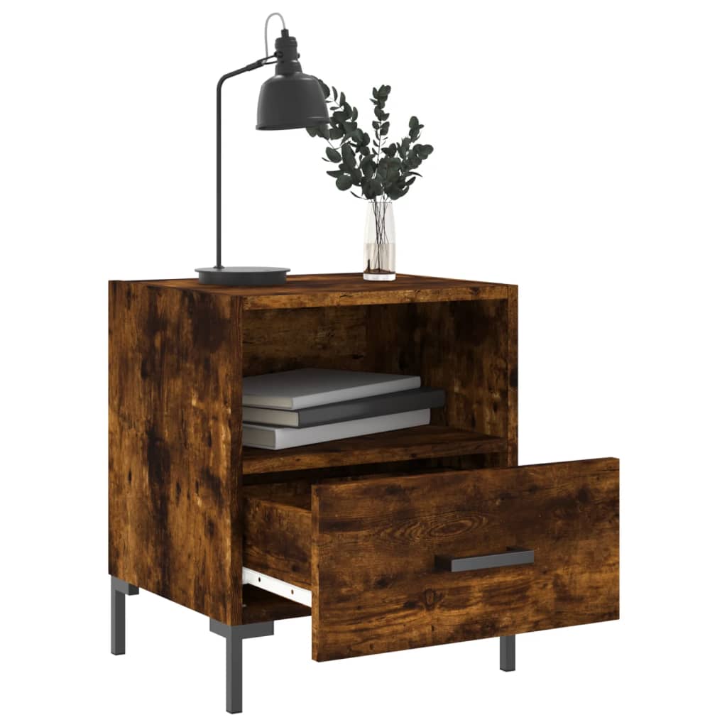 Nachtkastjes 2 st 40x35x47,5 cm bewerkt hout gerookt eikenkleur – afbeelding 3