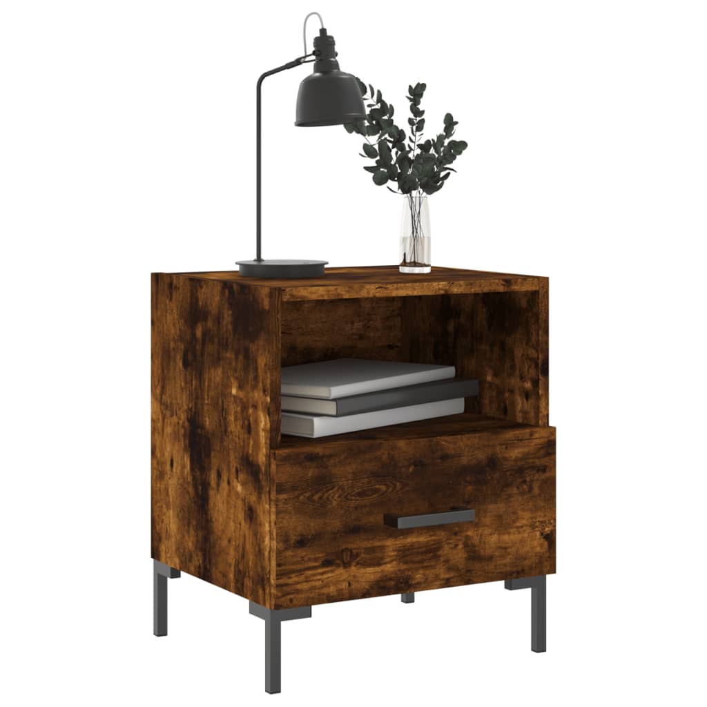 Nachtkastjes 2 st 40x35x47,5 cm bewerkt hout gerookt eikenkleur – afbeelding 4