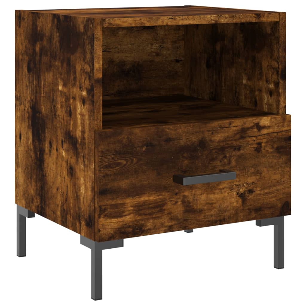 Nachtkastjes 2 st 40x35x47,5 cm bewerkt hout gerookt eikenkleur – afbeelding 6