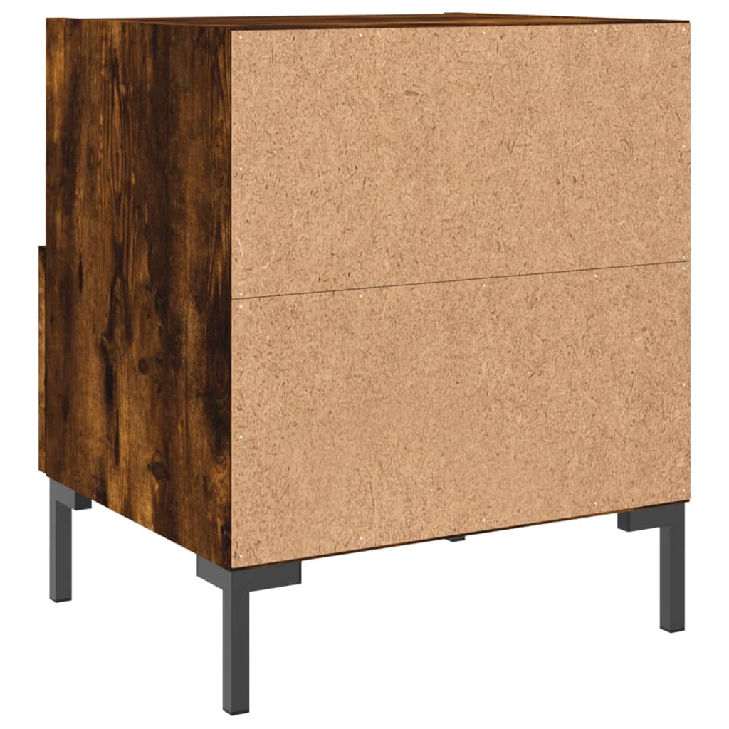Nachtkastjes 2 st 40x35x47,5 cm bewerkt hout gerookt eikenkleur – afbeelding 9