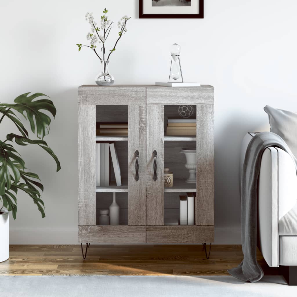 Dressoir 69,5x34x90 cm bewerkt hout grijs sonoma eikenkleurig
