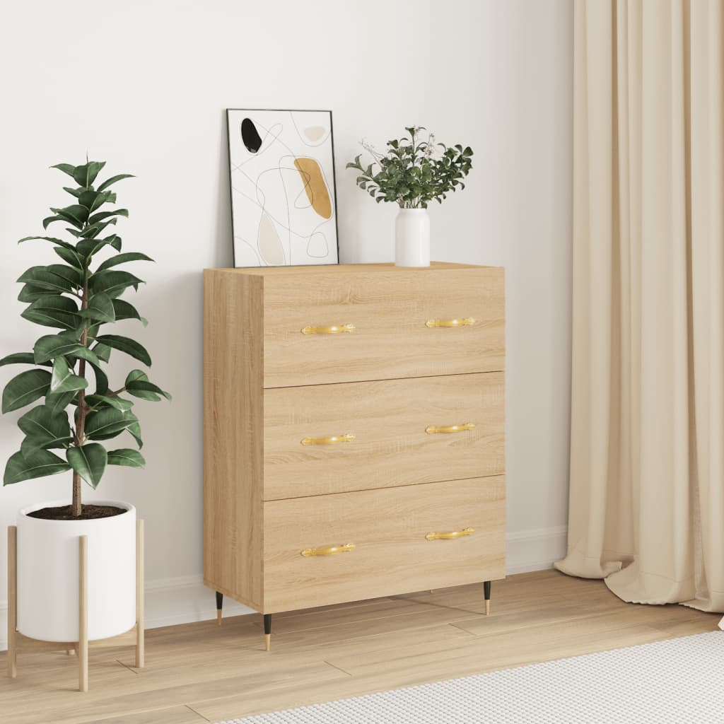 Dressoir 69,5x34x90 cm bewerkt hout sonoma eikenkleurig