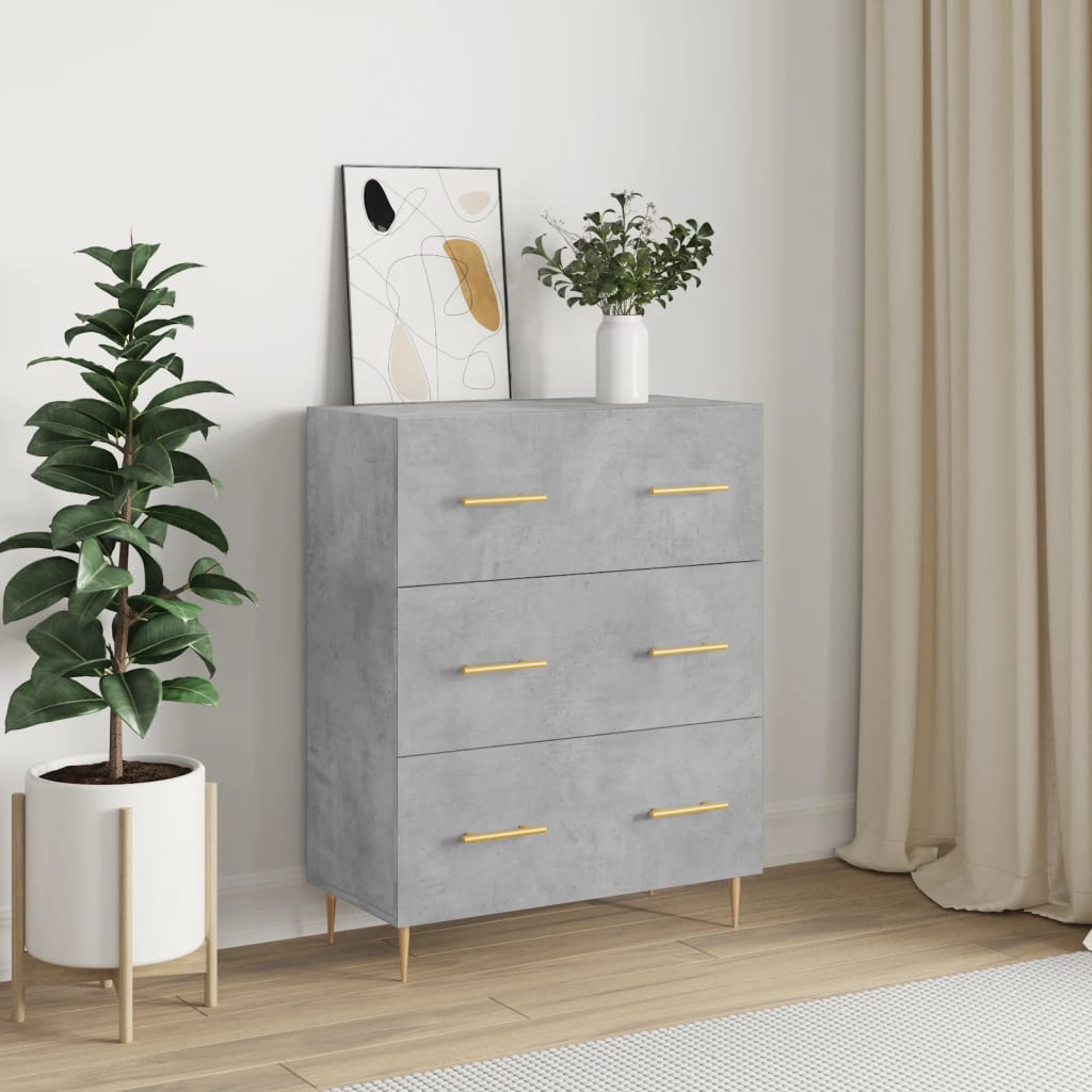 Dressoir 69,5x34x90 cm bewerkt hout betongrijs