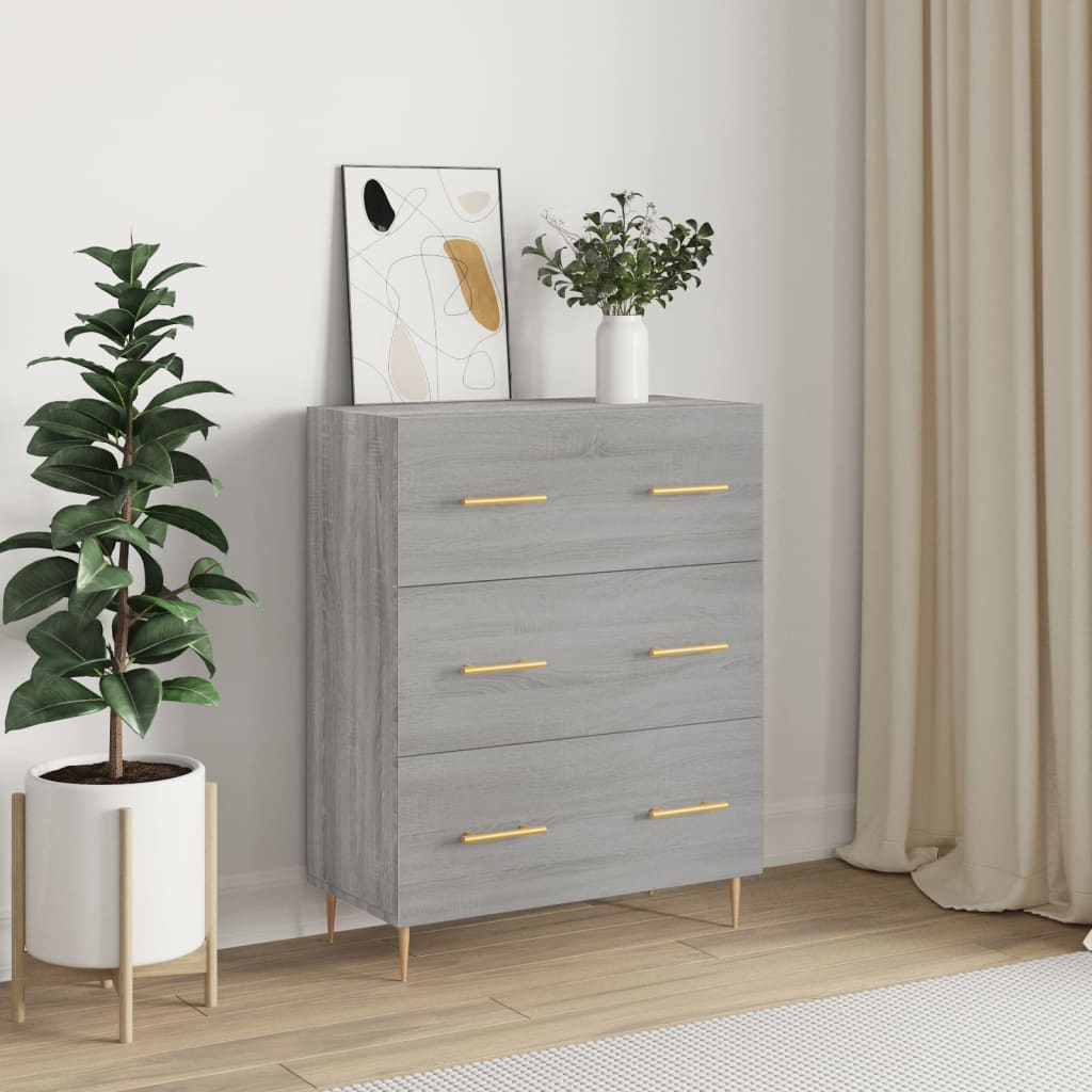 Dressoir 69,5x34x90 cm bewerkt hout grijs sonoma eikenkleurig