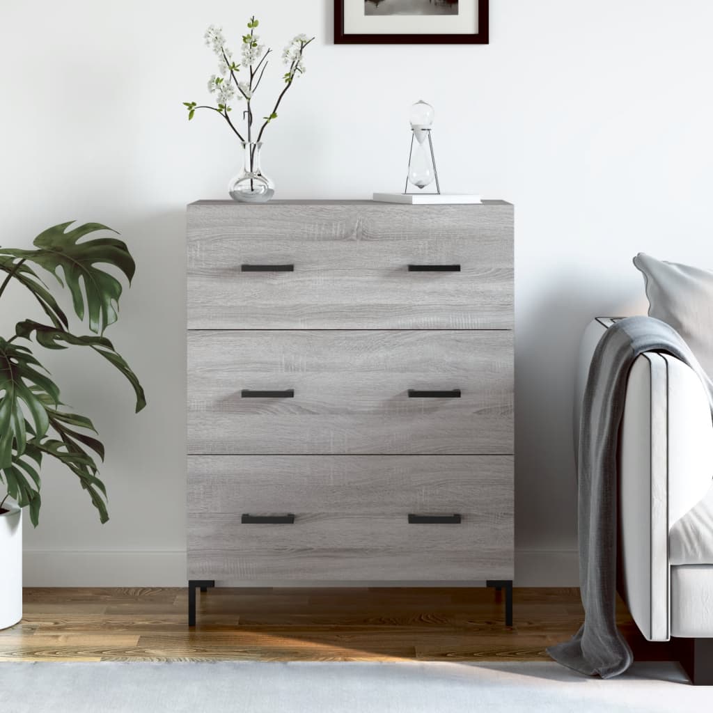 Dressoir 69,5x34x90 cm bewerkt hout grijs sonoma eikenkleurig