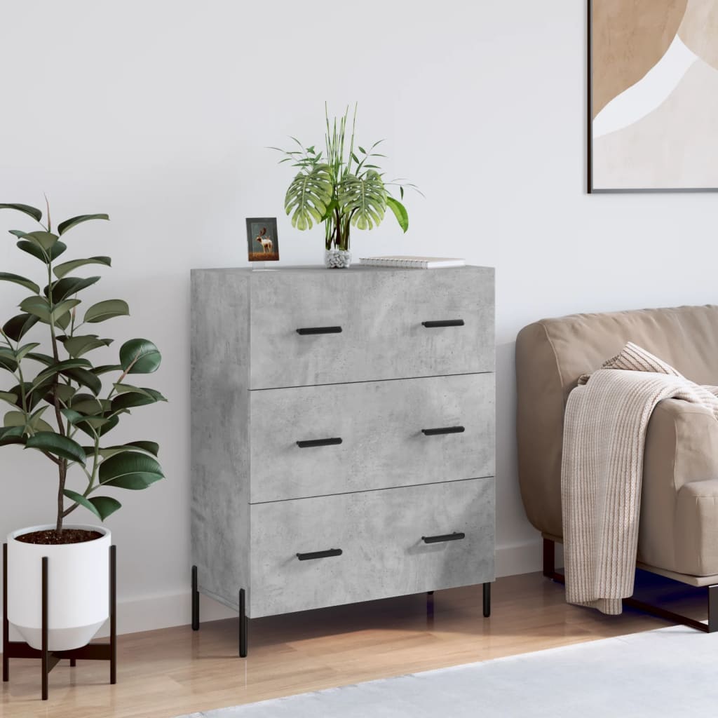 Dressoir 69,5x34x90 cm bewerkt hout betongrijs