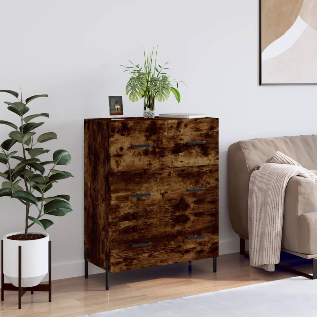 Dressoir 69,5x34x90 cm bewerkt hout gerookt eikenkleurig
