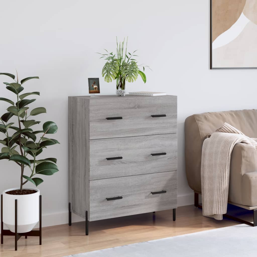 Dressoir 69,5x34x90 cm bewerkt hout grijs sonoma eikenkleurig