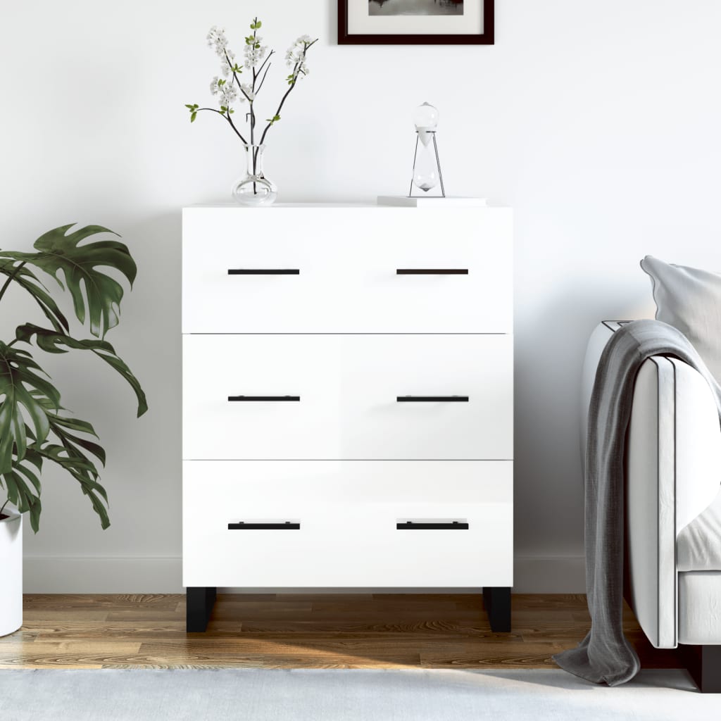 Dressoir 69,5x34x90 cm bewerkt hout hoogglans wit