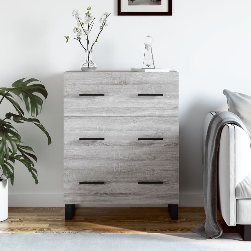 Dressoir 69,5x34x90 cm bewerkt hout grijs sonoma eikenkleurig