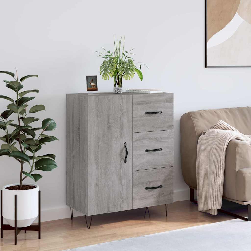 Dressoir 69,5x34x90 cm bewerkt hout grijs sonoma eikenkleurig