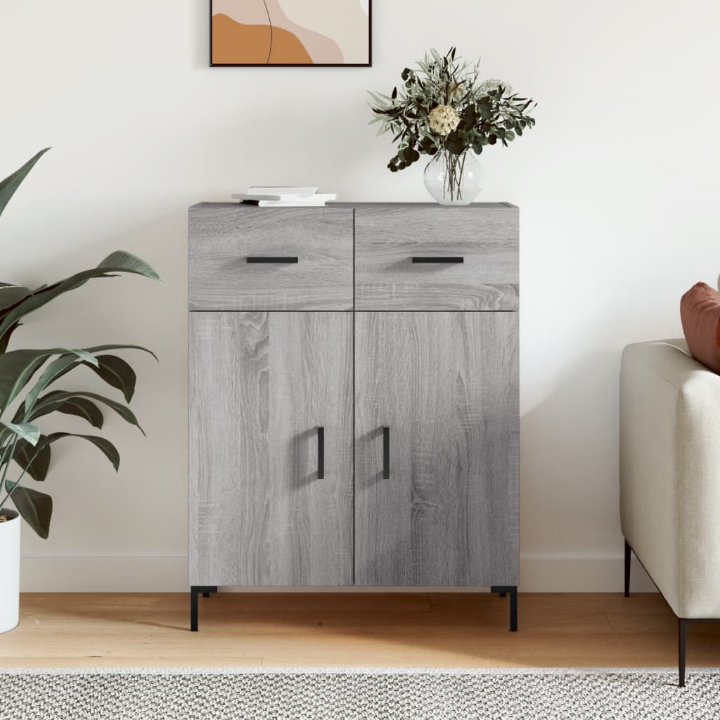Dressoir 69,5x34x90 cm bewerkt hout grijs sonoma eikenkleurig