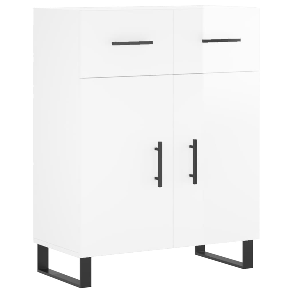 Dressoir 69,5x34x90 cm bewerkt hout hoogglans wit – afbeelding 2