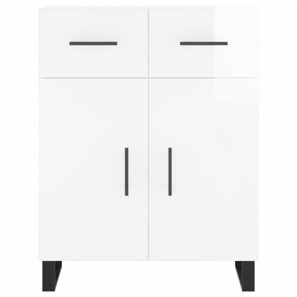 Dressoir 69,5x34x90 cm bewerkt hout hoogglans wit – afbeelding 6
