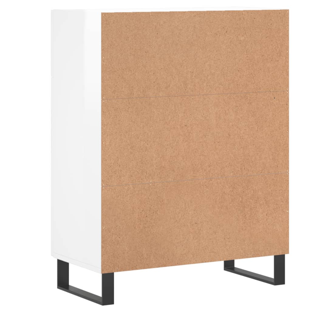 Dressoir 69,5x34x90 cm bewerkt hout hoogglans wit – afbeelding 8