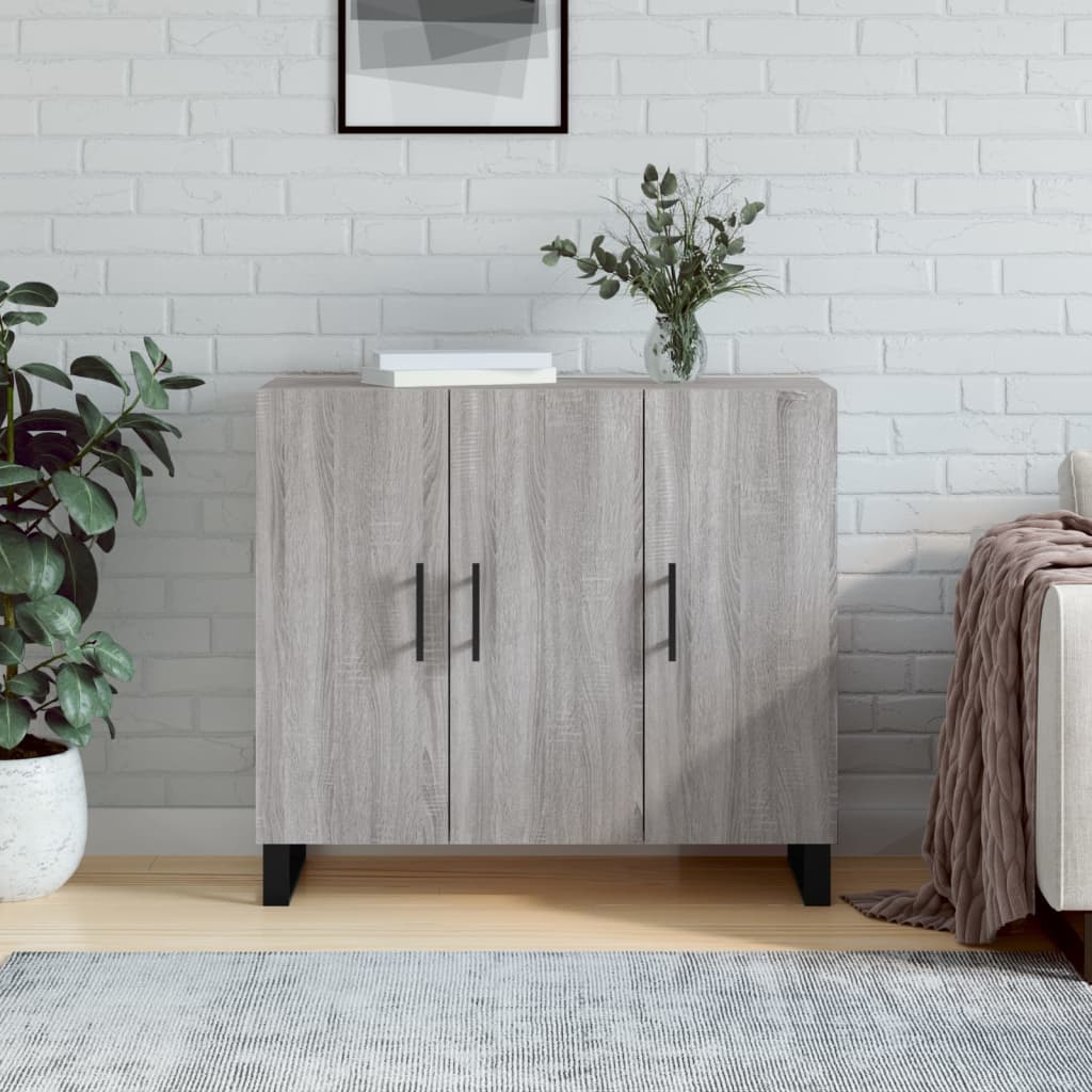 Dressoir 90x34x80 cm bewerkt hout grijs sonoma eikenkleurig