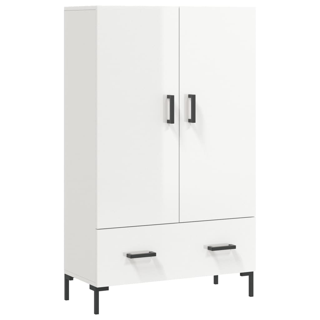 Hoge kast 69,5x31x115 cm bewerkt hout hoogglans wit – afbeelding 2
