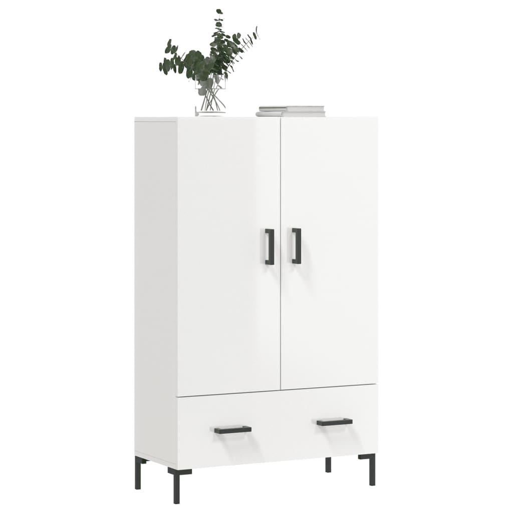 Hoge kast 69,5x31x115 cm bewerkt hout hoogglans wit – afbeelding 3