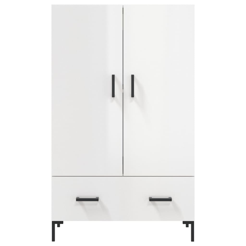 Hoge kast 69,5x31x115 cm bewerkt hout hoogglans wit – afbeelding 6