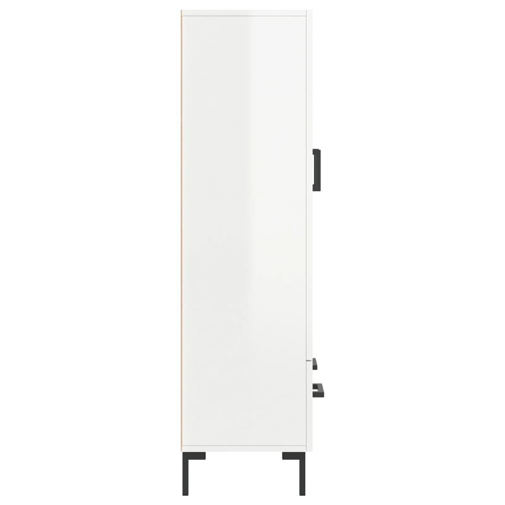 Hoge kast 69,5x31x115 cm bewerkt hout hoogglans wit – afbeelding 7