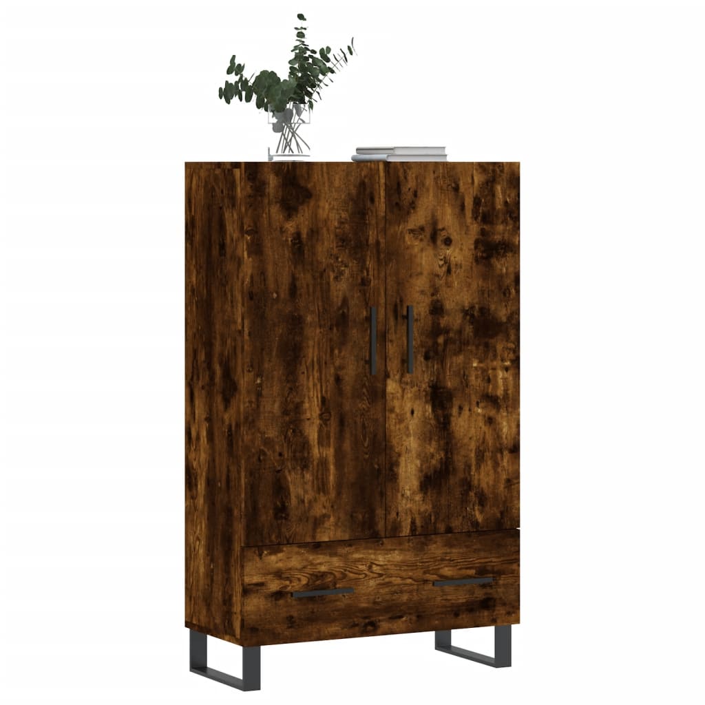 Hoge kast 69,5x31x115 cm bewerkt hout gerookt eikenkleurig – afbeelding 3